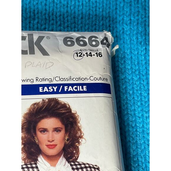 Butterick Sewing pattern 6664 Blazer double breasted 1980s size 12 - Picture 2 of 5